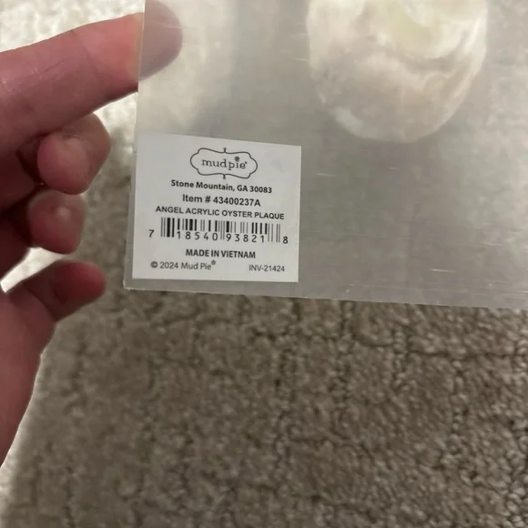 Mud Pie Acrylic Angel Oyster Plaque 7x5” - Picture 2 of 3